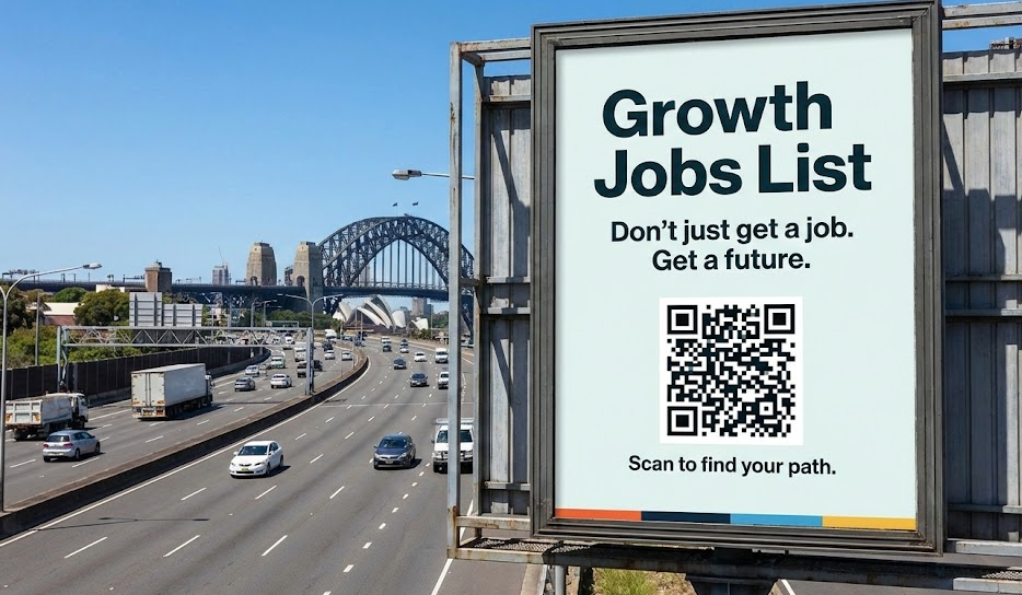 Billboard Ad - Don’t just get a job, get a future with Growth Jobs List